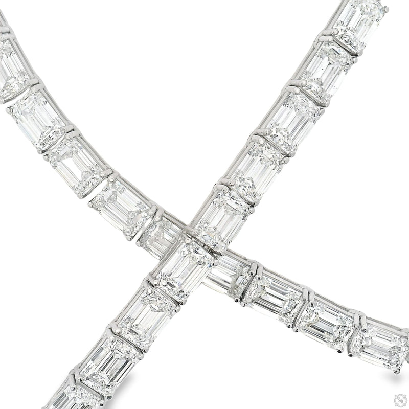Emerald Cut Platinum Tennis Chain 70453 - Image 3