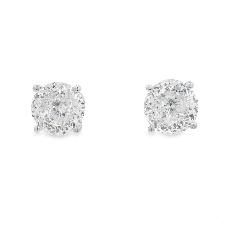 4 CT Portuguese diamond stud earrings in white gold setting, classic round cut design