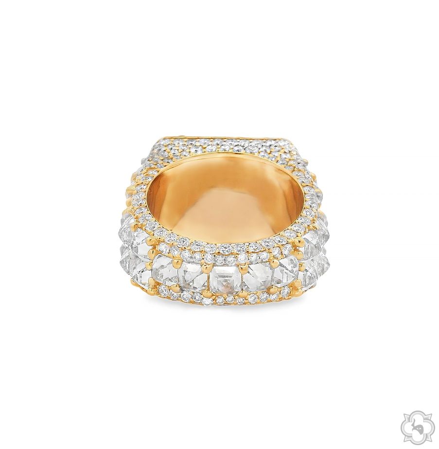 Men's Upside Down Asscher Diamond Pinky Ring 14K Gold | TraxNYC
