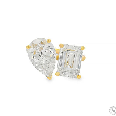 The Toi et Moi Emerald and Pear Engagement Ring 70476 - Image 1