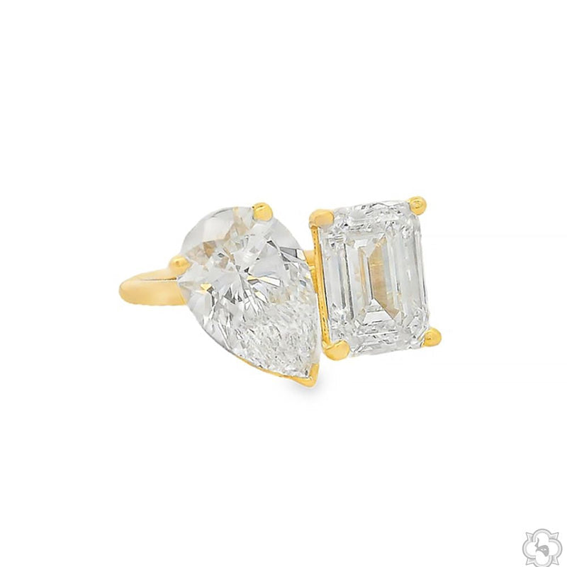 The Toi et Moi Emerald and Pear Engagement Ring 70476 - Image 2