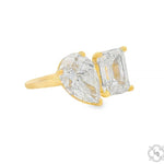 The Toi et Moi Emerald and Pear Engagement Ring 70476 - Image 3