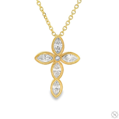 14K Gold Divine Marquise Lab-Grown Diamond Cross Mini