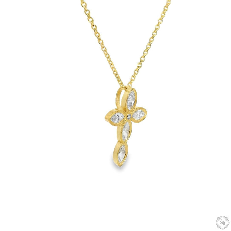 14K Gold Divine Marquise Lab-Grown Diamond Cross Mini, photo 3 of 7