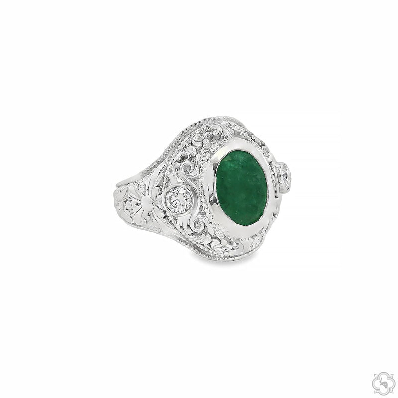 Emerald Crest Filigree Ring 70516 - Image 3