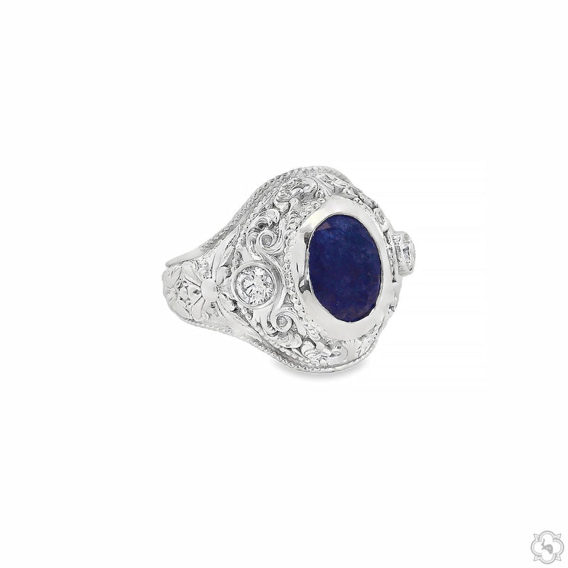 Sapphire Crest Filigree Ring 70517 - Image 3