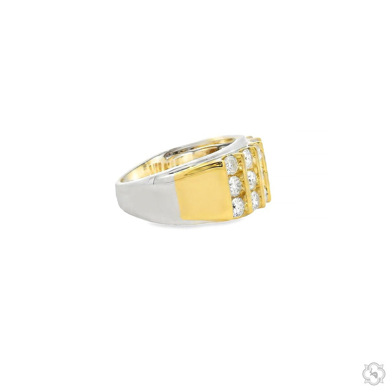 10K Gold Triple Row Diamond Band Ring, photo 3 of 5