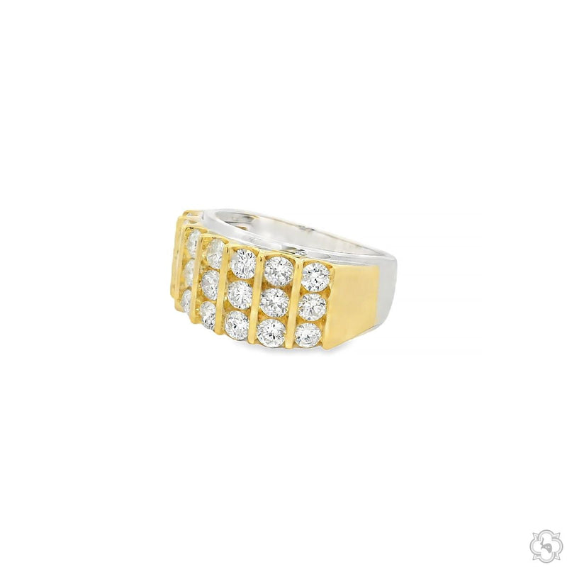 10K Gold Triple Row Diamond Band Ring, photo 4 of 5