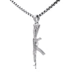 .925 Sterling Silver AK-47 Slashed Box-Link Chain Set 70922