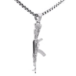 .925 Sterling Silver AK-47 Slashed Box-Link Chain Set 70922