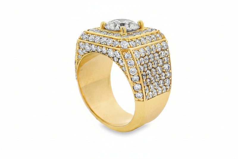 14K Gold Iced Out Mens Lab-Grown Diamond Ring, photo 2 of 9