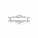 Yellow gold chevron ring enhancer with round diamonds and prong setting.