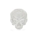 Sterling silver ring featuring a faceted skull design with angular, geometric surfaces across the head