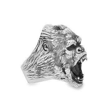 Silver Gorilla Head Ring
