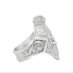 Sterling silver ring featuring a Trojan-style warrior helmet 