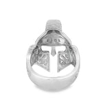 Sterling silver ring featuring a Trojan-style warrior helmet 
