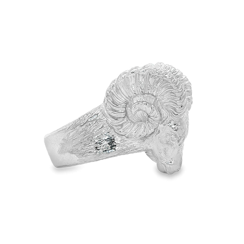 Silver Ram Head Statement Ring 