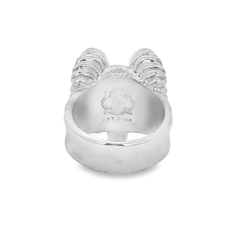Silver Ram Head Statement Ring 
