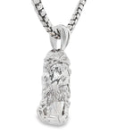 925 silver Jesus head pendant with detailed crown of thorns on a heavy round box chain.