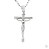 Silver Crucifix Jesus Cross Pendant & Cuban Curb Chain Set  71188
