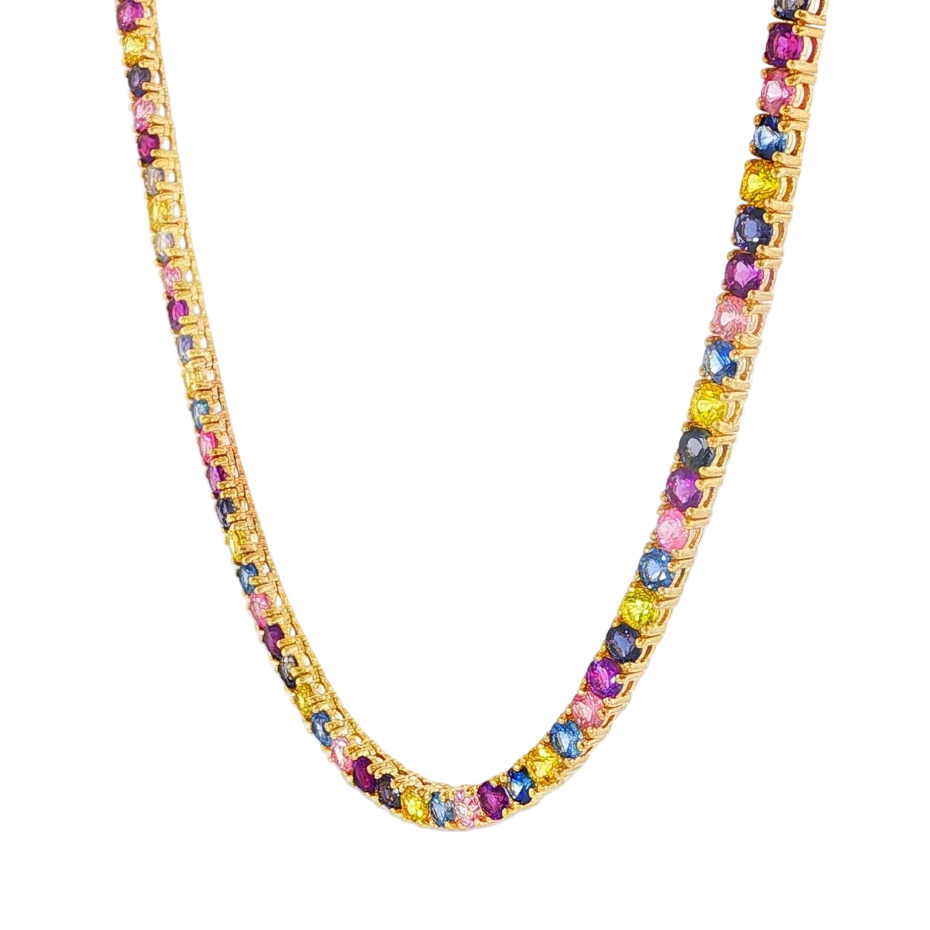 10 Pt Multicolor Gemstone Tennis Chain | TraxNYC