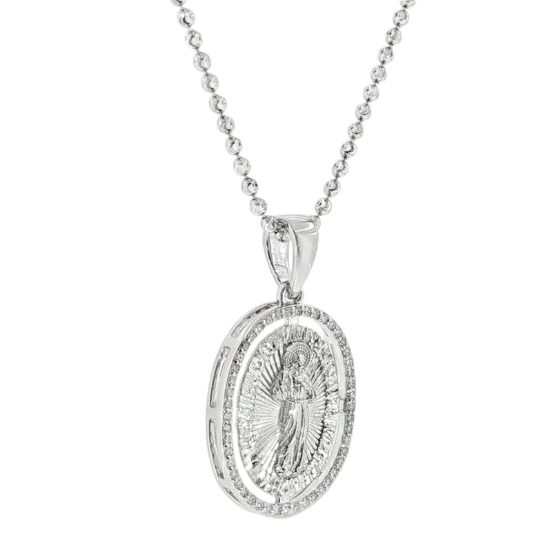 LIMITED Prong Diamond Jesus Pendant & Moon cut chain  71403
