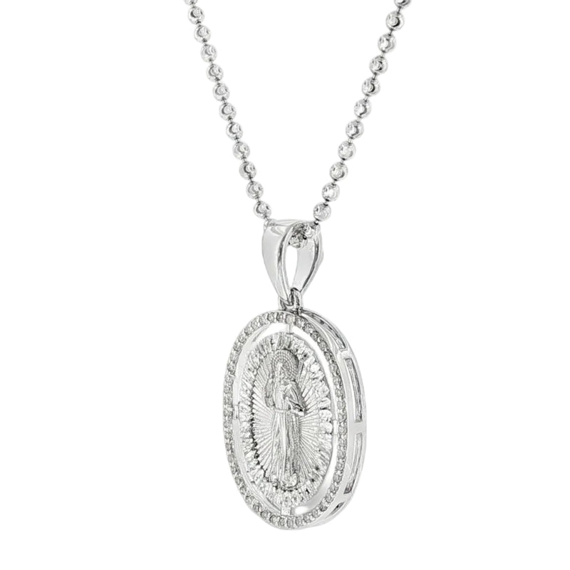 LIMITED Prong Diamond Jesus Pendant & Moon cut chain  71403