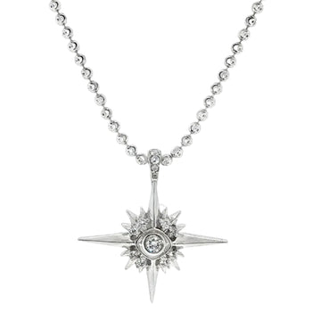 Mini UFO Diamond Pendant & Moon Cut Chain Set in .925 sterling silver