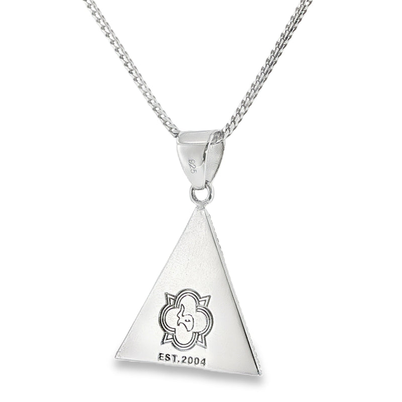 .925 Silver Pyramid of Giza Diamond Pendant Set With Franco Cuban Chain 71444