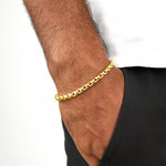 14K Yellow Gold Solid Round Box Link Bracelet 8.75 Inches 4.5mm 70901