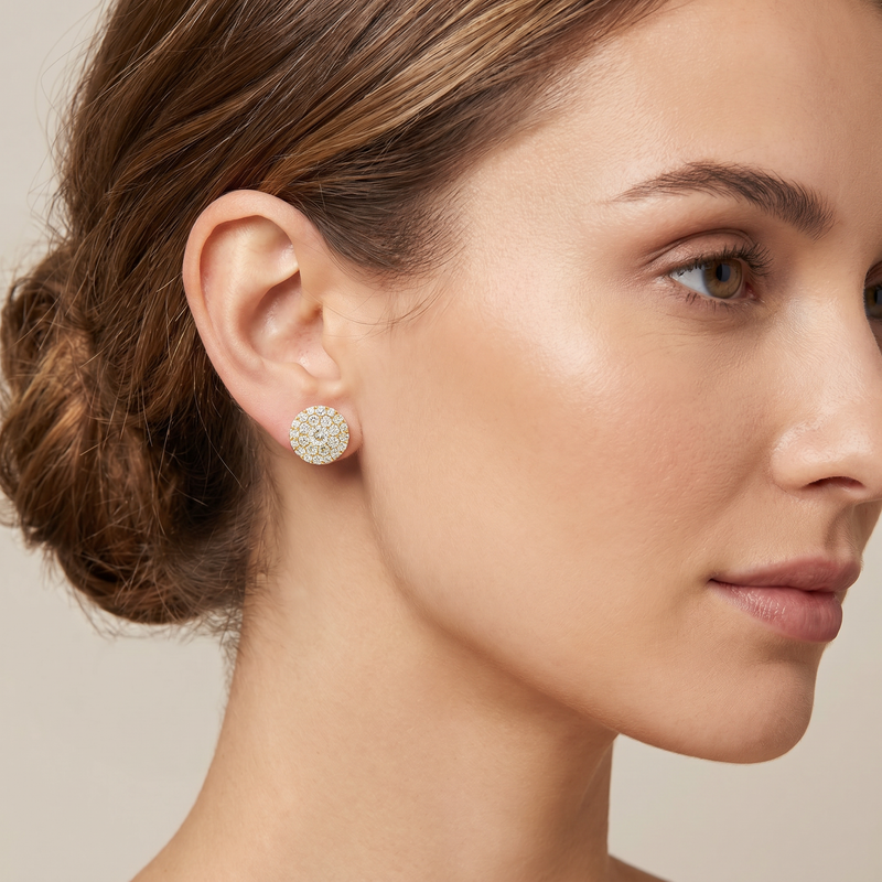 14K Gold Diamond Stud Earrings, view 8