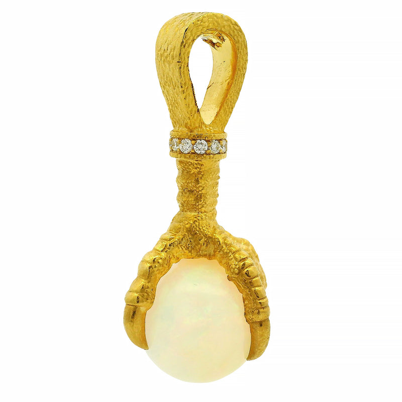 14k Gold Eagle Claw Opal Pendant, view 7