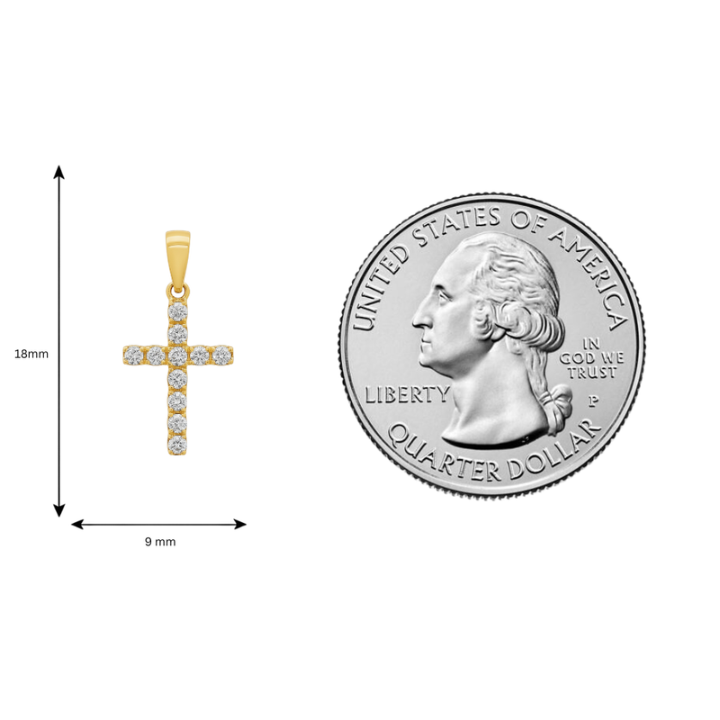 14K Gold Mini Diamond Cross 65967 | TraxNYC