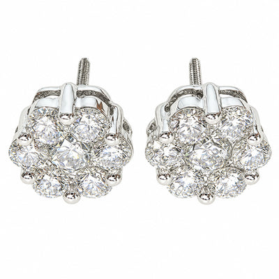 14K white gold True VS cluster stud earrings, item 824.