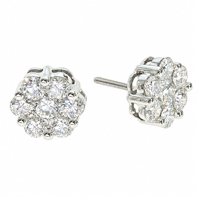 14K Gold True VS Cluster Stud Earrings, photo 3 of 6