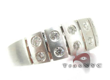 White gold double row men's ring with round diamonds in bezel settings.