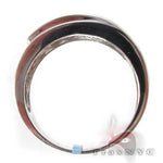 Men's white gold wedding band with channel-set round diamonds across the center.