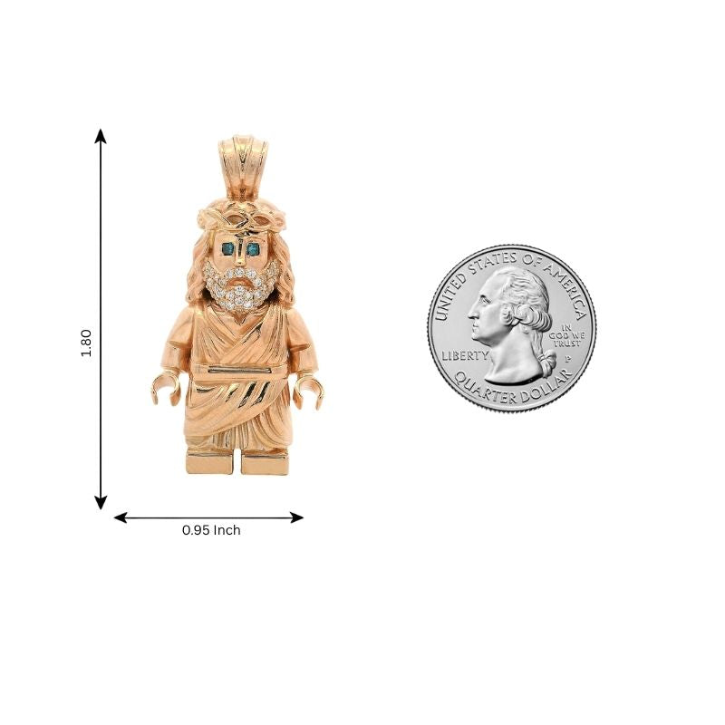 TraxNYC Solid Gold Block Jesus Pendant 70904