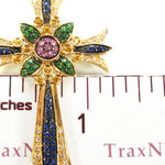Ladies Flower Gemstone Cross 9063 - Image 6
