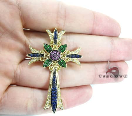 Ladies Flower Gemstone Cross 9063 - Image 5