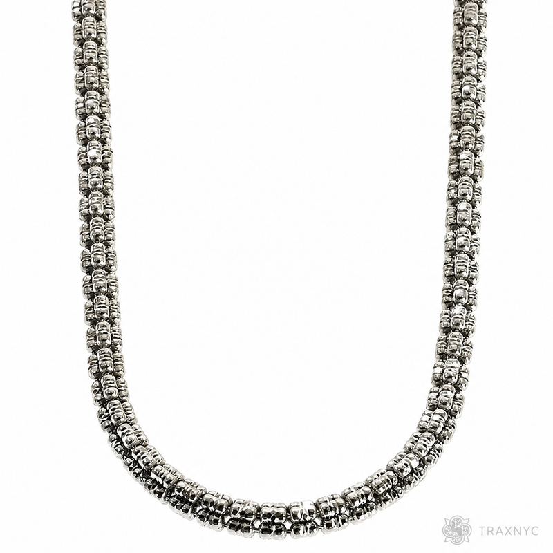 925 silver 5mm iced link chain, polished finish, 24-inch men's necklace.