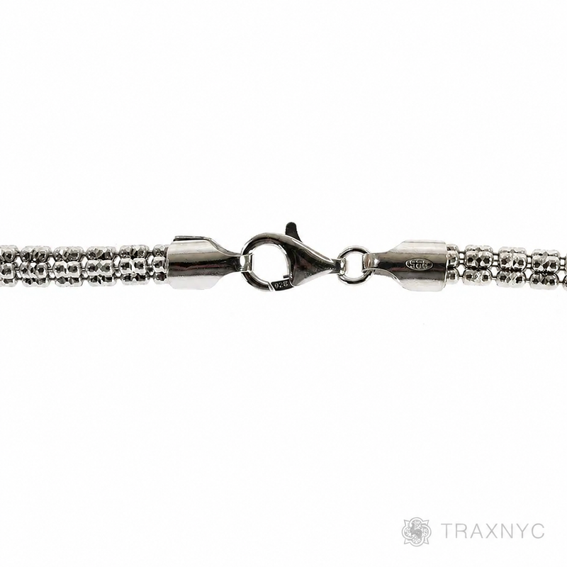 925 silver 5mm iced link chain, polished finish, 24-inch men's necklace.