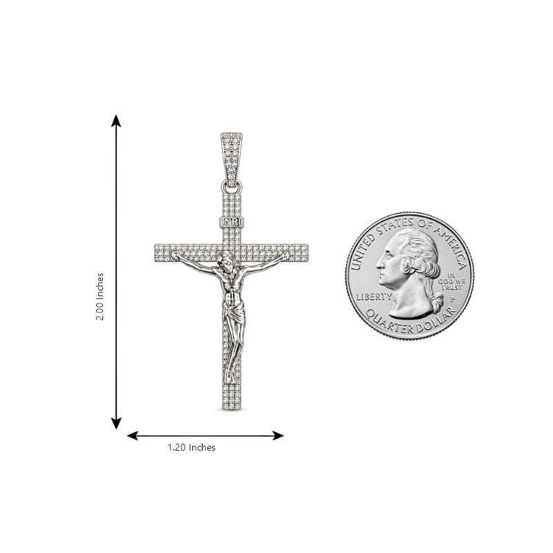 .925 Silver Crucifix Jesus Diamond Pendant & Miami Cuban Chain 71694 - TRAX6