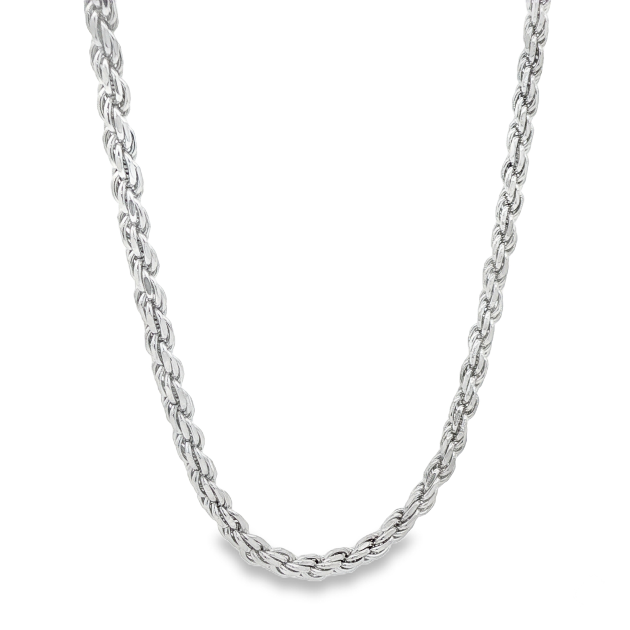 PRY Rope Lariat Necklace – Silver 925 925 Silver Rope Chain 3.2mm | TraxNYC
