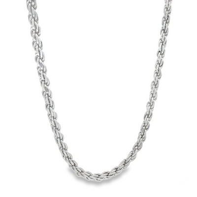 .925 silver men's rope chain with 3.2mm twisted links in polished finish.