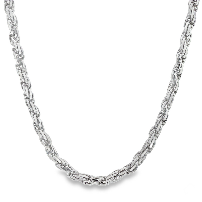 .925 silver men's rope chain necklace, 3.6mm thick, polished finish