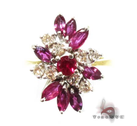 Ladies Flower Ruby Ring 9581 - Image 2