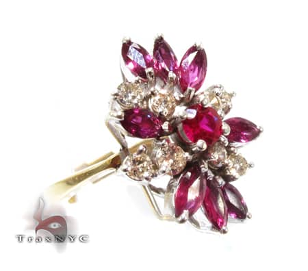 Ladies Flower Ruby Ring 9581 - Image 1