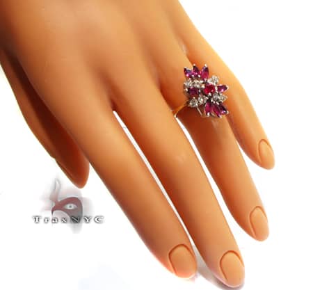 Ladies Flower Ruby Ring 9581 - Image 8