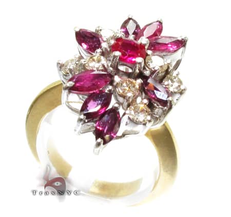 Ladies Flower Ruby Ring 9581 - Image 4